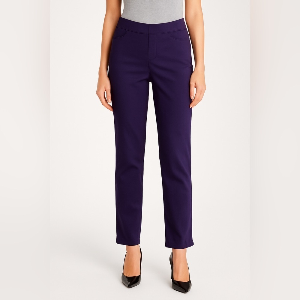 Dark Purple 24/7 Stretch Ankle Pants Isaac Mizrahi Classic Style EUC 8 #2436